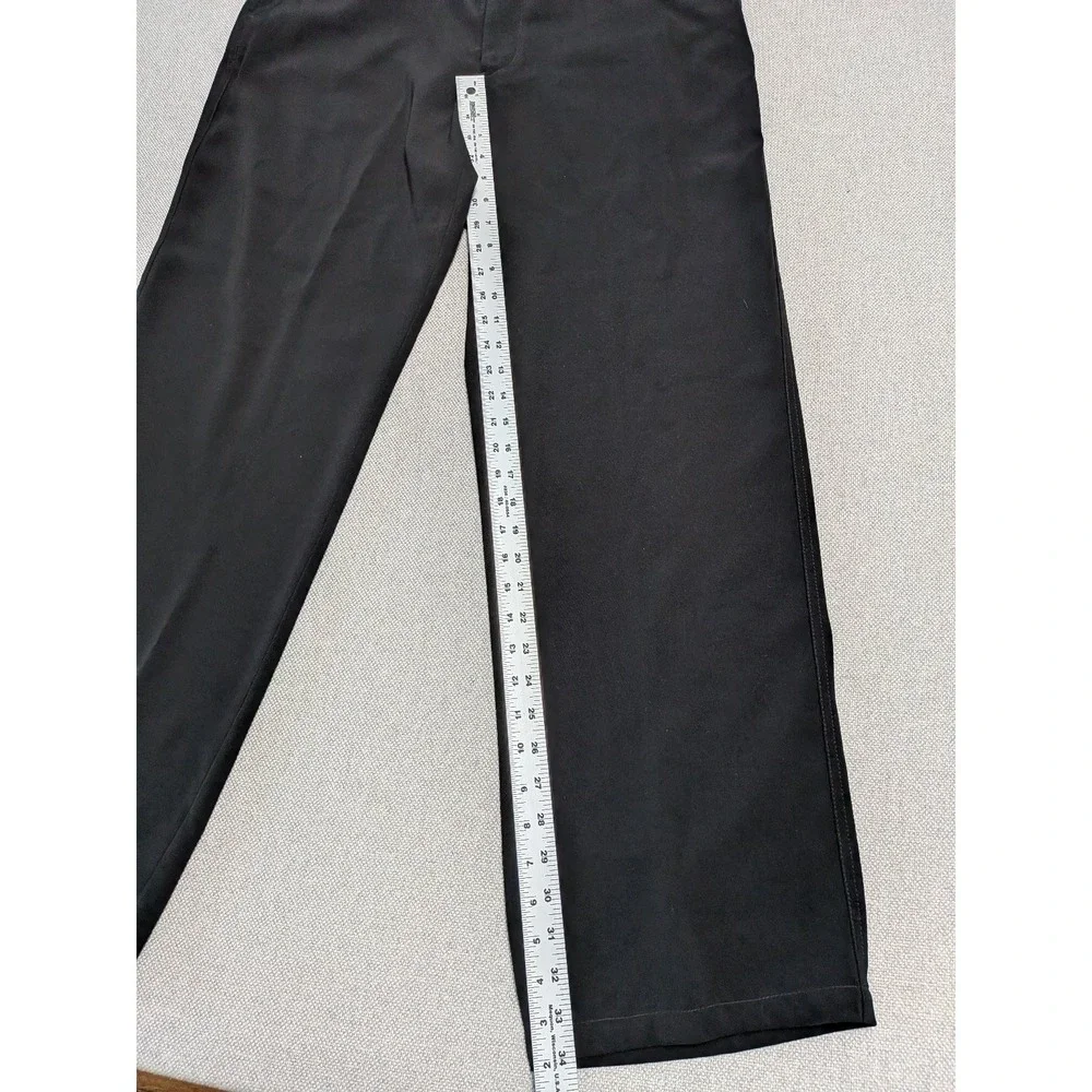 Armani Collezioni Men's Black Flat Front Dress Pants 38L 100% Polyester Prom NWT